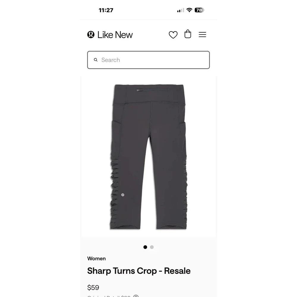 Lululemon Sharp Turns Crop Leggings Sz. 6 Black